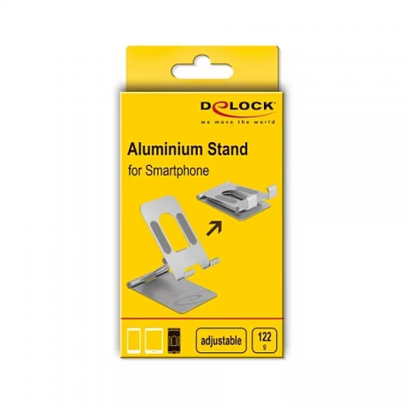 DeLOCK Smartphone Stand adjustable aluminium 122 g Mobile phone Passive holder Indoor