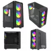 PC Cube Case SAVIO Noctis Glass RGB — Black, ATX/Micro-ATX, 210×410×450 mm, 3×120 mm front fans