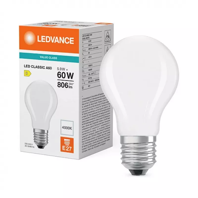 Osram LED Classic A 60 Filament P 5.9W 840 Frosted E27 LED Lamps, klassische Kolb