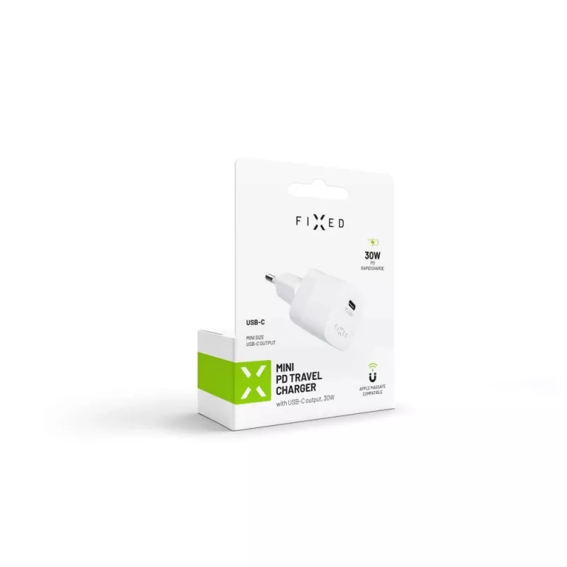 Portable USB-C Travel Charger FIXED FIXC30M-C-WH 30W Compact Design