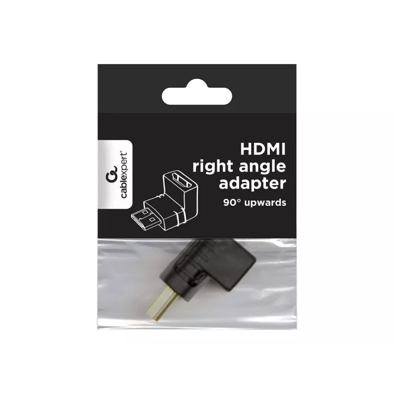 HDMI gender changer GEMBIRD A-HDMI90-FML, HDMI to HDMI, right-angle 90° adapter, black