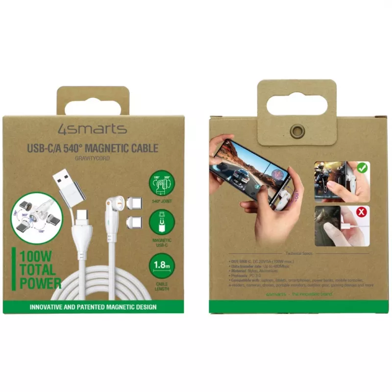 USB cable 4smarts 541236 USB 2.0 1.8 m USB C White
