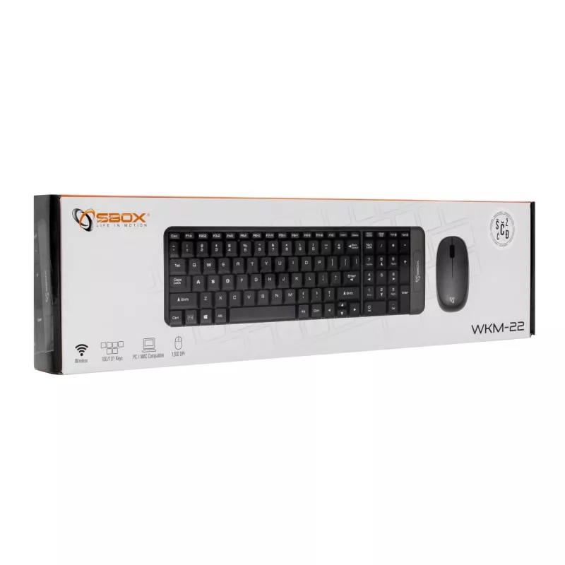 SBOX WKM-22 wireless keyboard and mouse combo, US layout