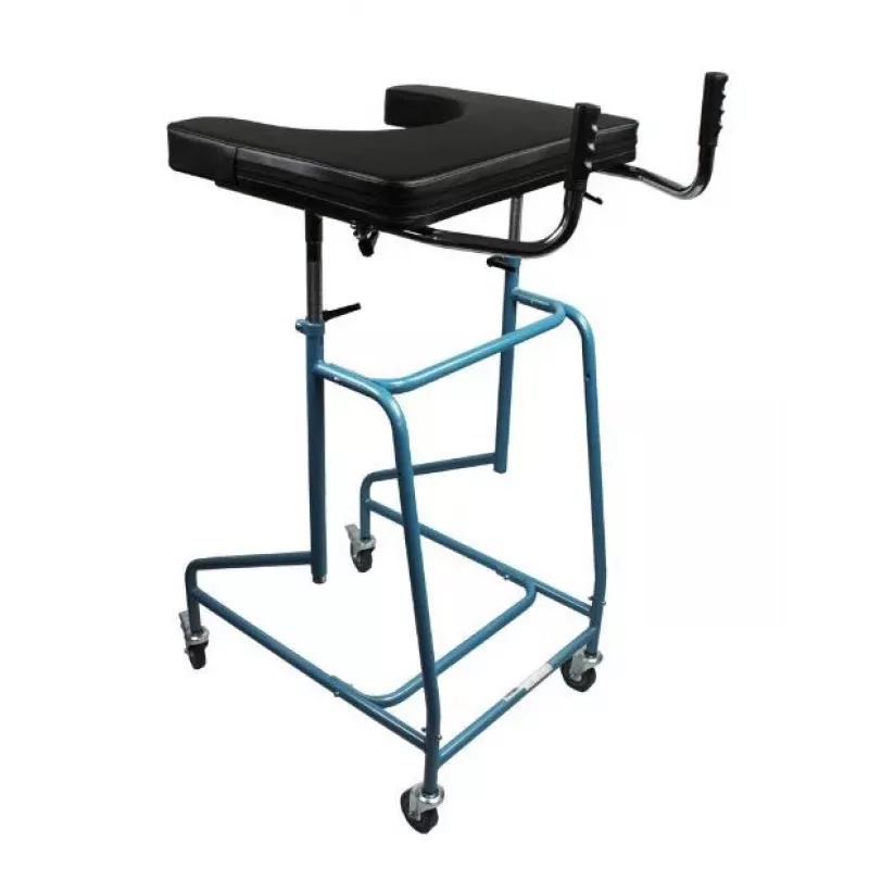 Four-wheeled support walker VITEA CARE VCBK2A with adjustable height, folding steel frame, brakes, 4 rubber wheels, max load 125 kg