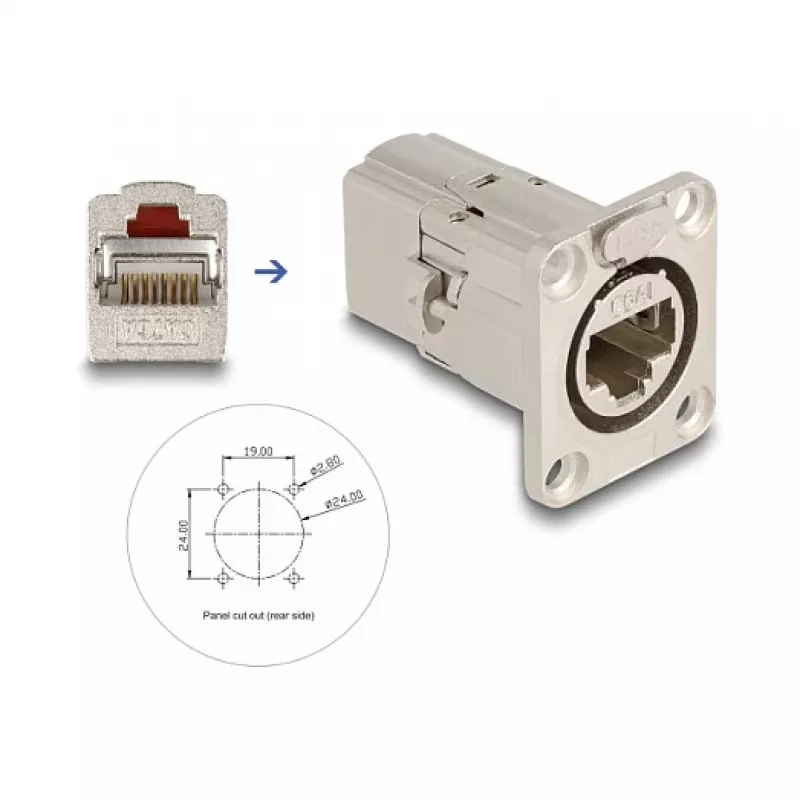 DeLOCK 67062 D-Type RJ45 Cat.6A STP built-in coupler, metal