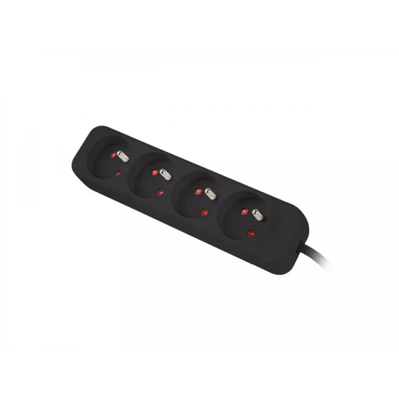 Lanberg, Power Strip, PS0-04E-0150-BK Power Extension 4 AC Outlets Indoor Black (4x, CEE 7/5, 1.50m)