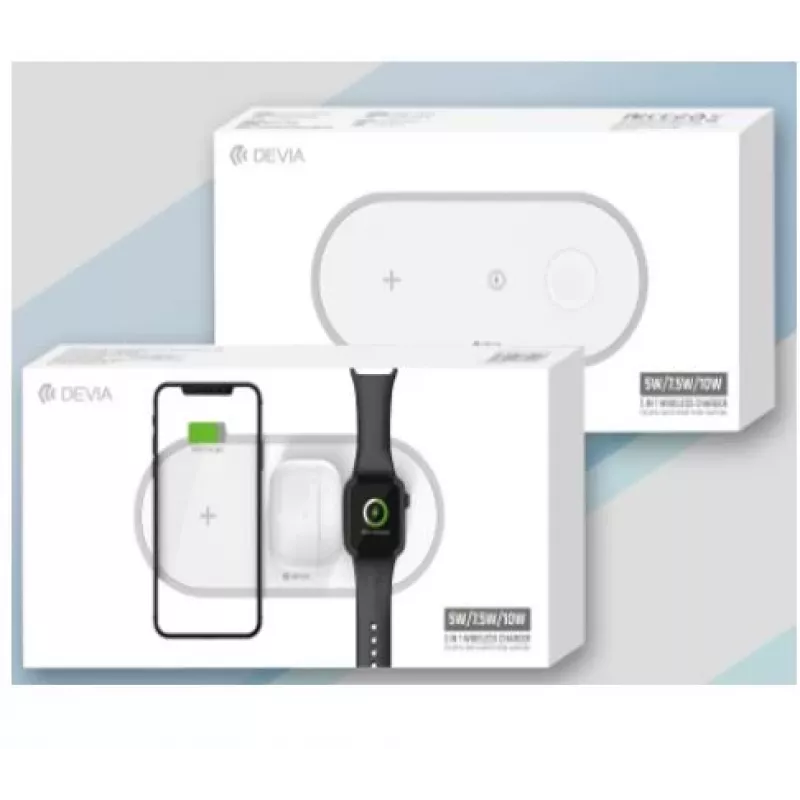 3-in-1 Wireless Charger Devia V4 10W — for smartphone, Apple Watch, earphones