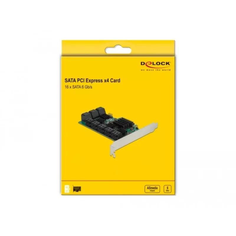DeLOCK 16 port SATA PCI Express x4 Card 6 Gbit/s Green Grey