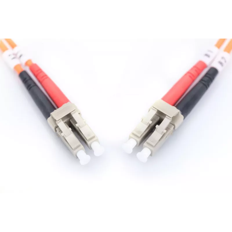 DIGITUS LWL Patchkabel LC/LC 50/125µm 3m Multimode Duplex Halogenfrei bis 1Gbit mit Messprotokoll orange OM2 (DK-2533-03)