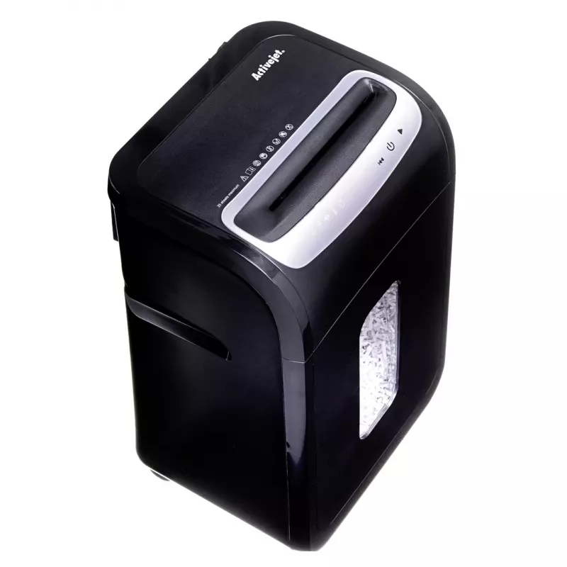 Document shredder ActiveJet ASH-2502C — cross cut P-4, 25 sheets, 4x40 mm, 28 L bin, 22.8 cm feed, 30 min duty