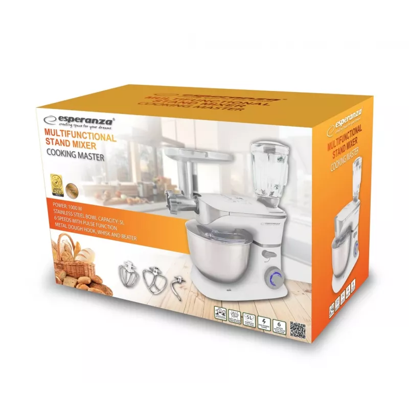 Food Processor Esperanza EKM025 1000 W 5 L Stainless Steel White