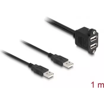 DeLOCK USB 2.0 Cable 2 x USB Type-A male to 2 x USB Type-A female 1 m black