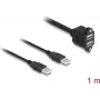 DeLOCK USB 2.0 Cable 2 x USB Type-A male to 2 x USB Type-A female 1 m black