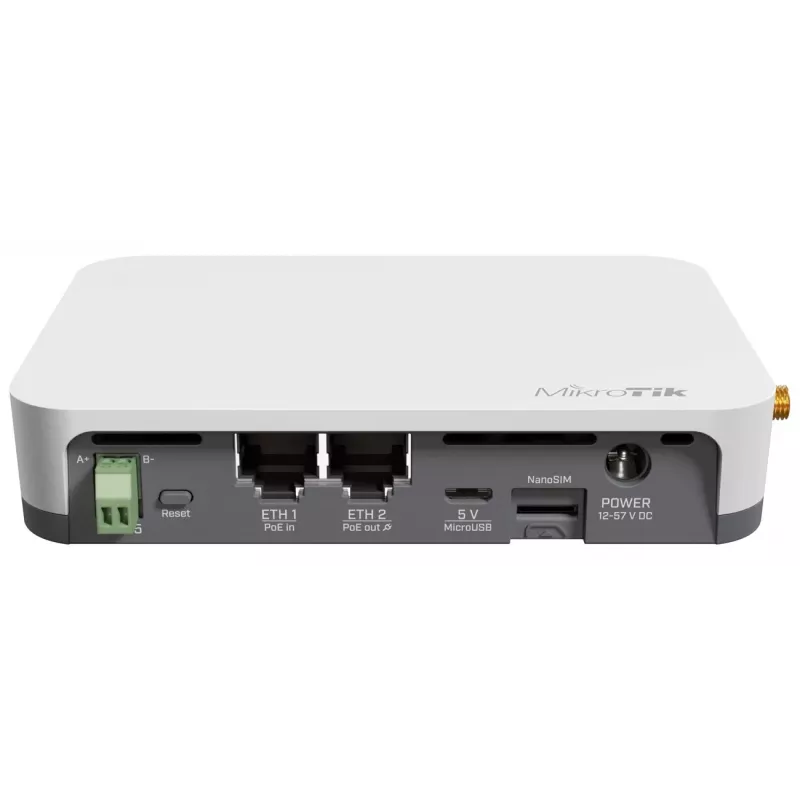 Gateway/controller MikroTik KNOT LR8G — Single-band 2.4 GHz, 100 Mbit/s Ethernet, QCA9531 650 MHz, RS-485, NanoSIM
