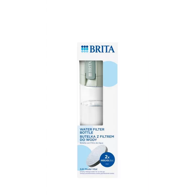 Reusable water bottle BRITA Fill&Go Vital 600 ml with built-in MicroDisc filter, Green
