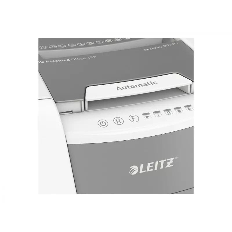 Leitz IQ Autofeed Office 150 Automatic Paper Shredder P4, Cross shredding, 22 cm, 4 x 30 mm, 44 L, 350 sheets, 55 dB