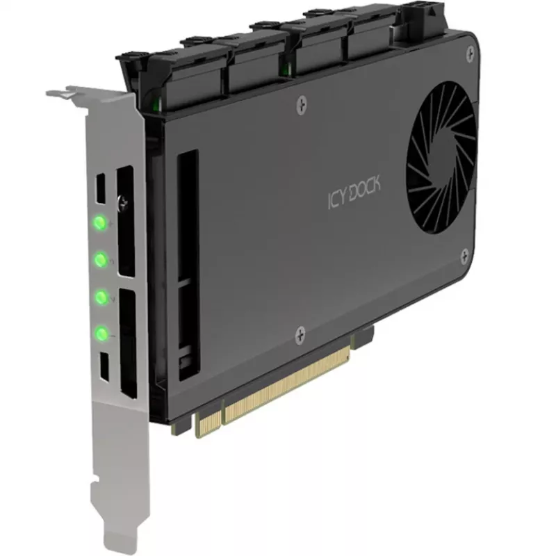 Adapter card 4 x M.2 NVMe SSD mobile rack, icy dock MB204MP-B