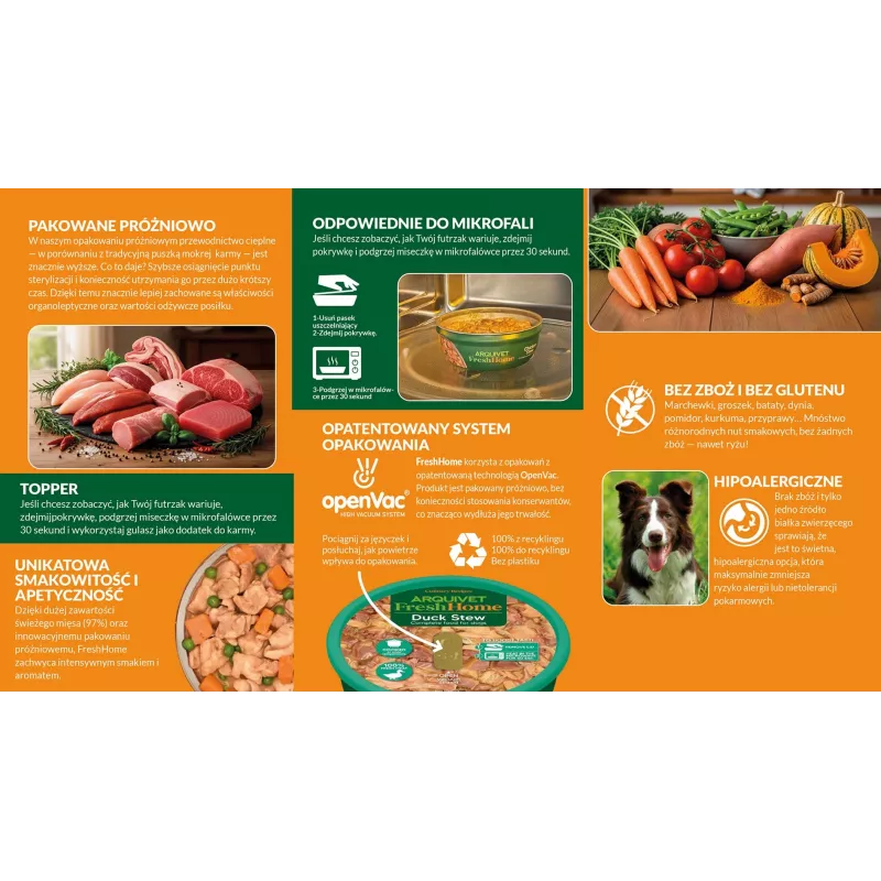 Wet dog food multipack ARQUIVET Fresh Home Goulash mix 6×280 g, adult, complete feed, gluten- and soy-free