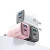 USB and USB-C 30W GaN Fast Charger usams CC229 White — LED indicator, compact design