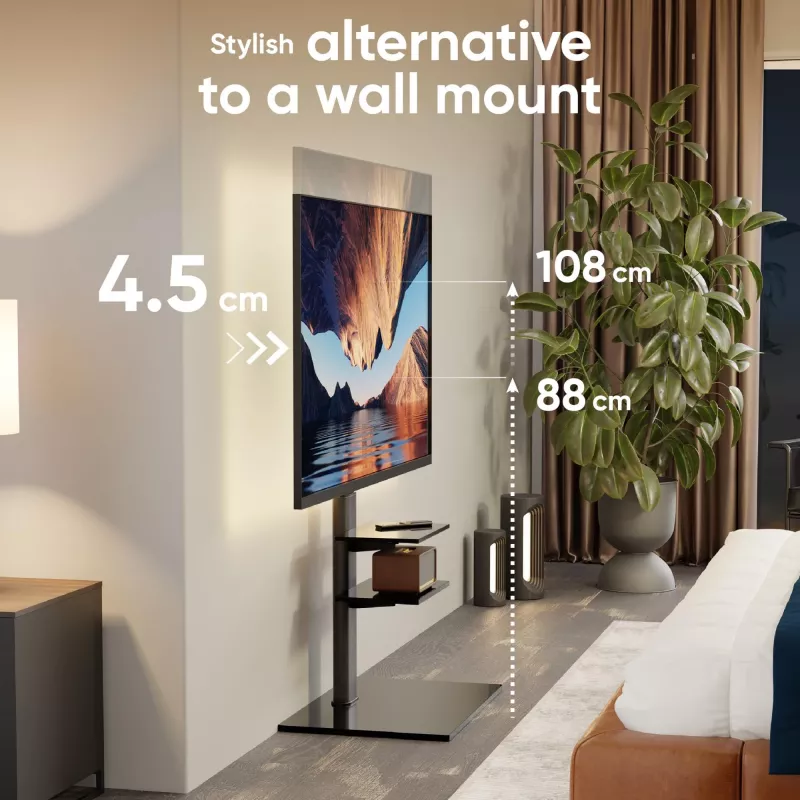 TV floor stand ONKRON TS5550-B for 32–65 inch (81.3–165.1 cm), max load 30 kg, VESA 100x100–600x400, height 880–1080 mm, swivel ±25°