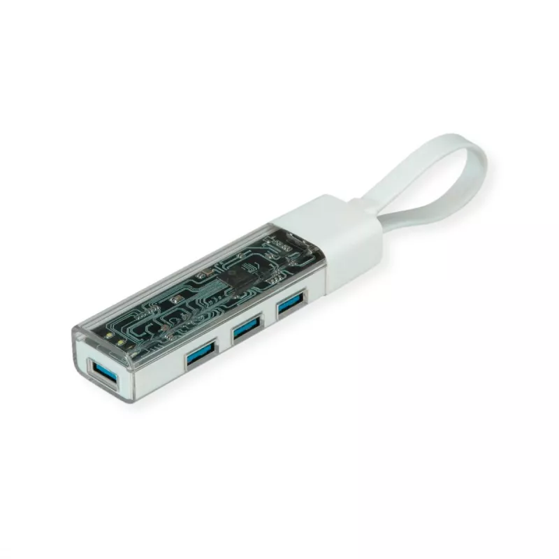 ROLINE mobile USB 3.2 Gen 1 Hub, 4-way, Type A+C Connection Cable