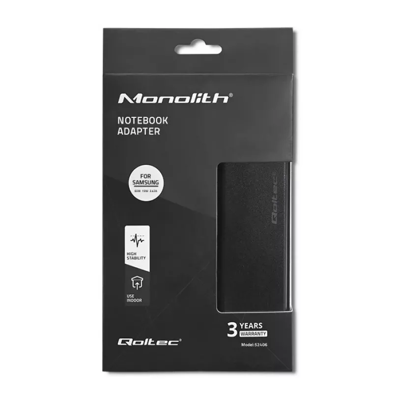 Power adapter QOLTEC 65W 19V 3.42A for laptops and compatible devices