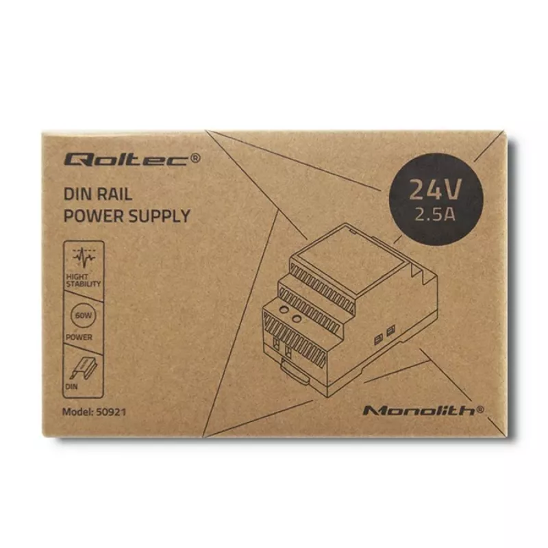 DIN rail power supply QOLTEC 24V 2.5A 60W gray