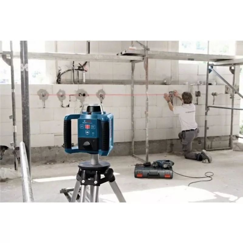 Bosch rotary laser GRL 300 HV Professional blue/black, red laser line and plumb point, with bracket WM 4 and laser receiver LR 1, in case
