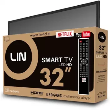 32 inch LIN 32D1700 SMART LED TV, HD‑Ready 1366x768, DVB‑T2, Wi‑Fi, 2×HDMI, 2×USB, 81.3 cm