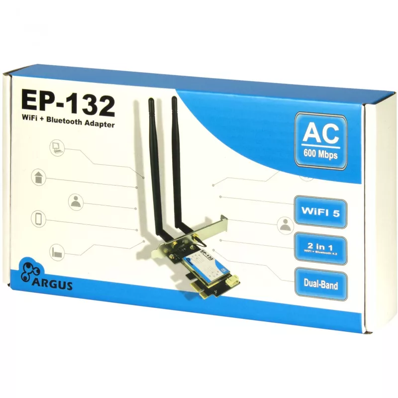 Wireless USB Network Adapter INTER-TECH Argus EP-132, USB 2.0, Wi-Fi 5 (up to 600 Mbps)