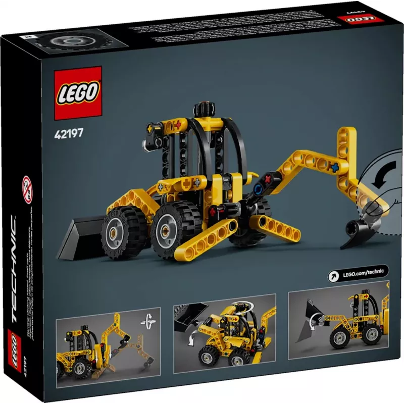 Construction set LEGO Technic Backhoe Loader 42197 — articulated steering, working loader, 104 pieces, recommended age 7+
