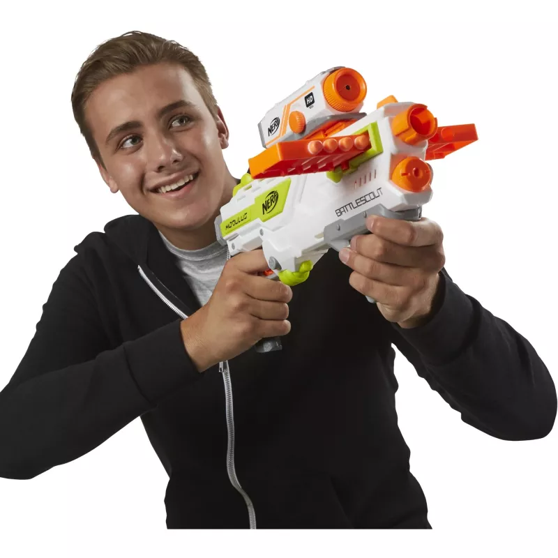 Toy Blaster HASBRO Nerf BattleScout ICS-10 FFP B1756F030 – foam dart blaster, single-shot, tactical rail