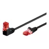 Goobay CAT 6 Patch Cable 1x 90° angled, U/UTP, Black, 1 m - latch tab top, CCA Copper Mix (51515)