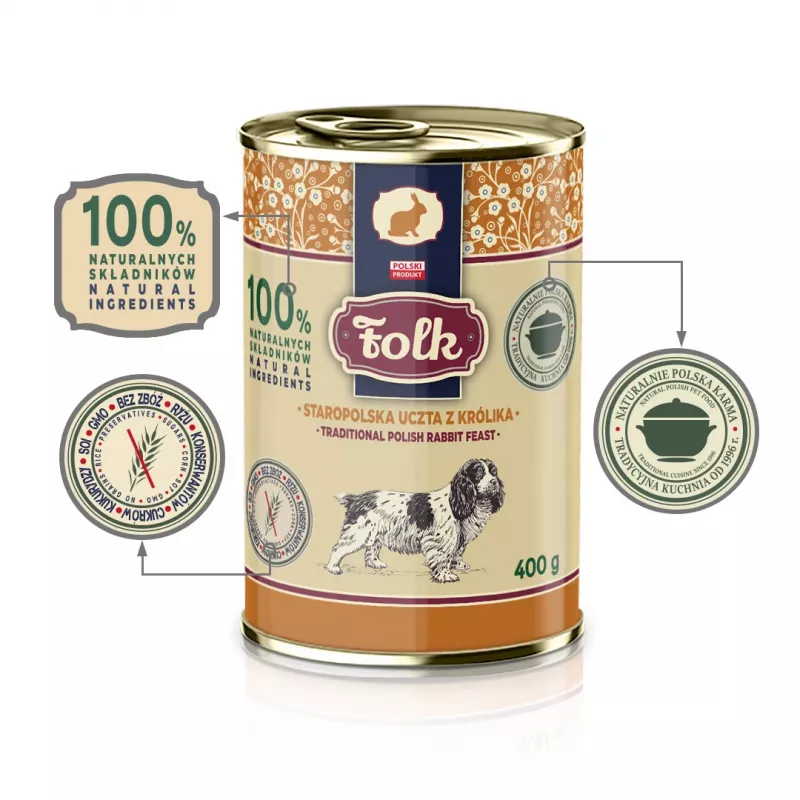 FOLK Traditional polish rabbit feast - wet dog food - 400g