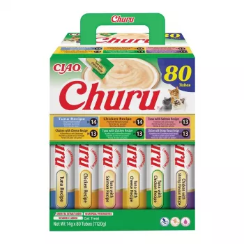 Wet cat treat INABA CHURU 80P Chicken & Tuna — 80 x 14 g tubes