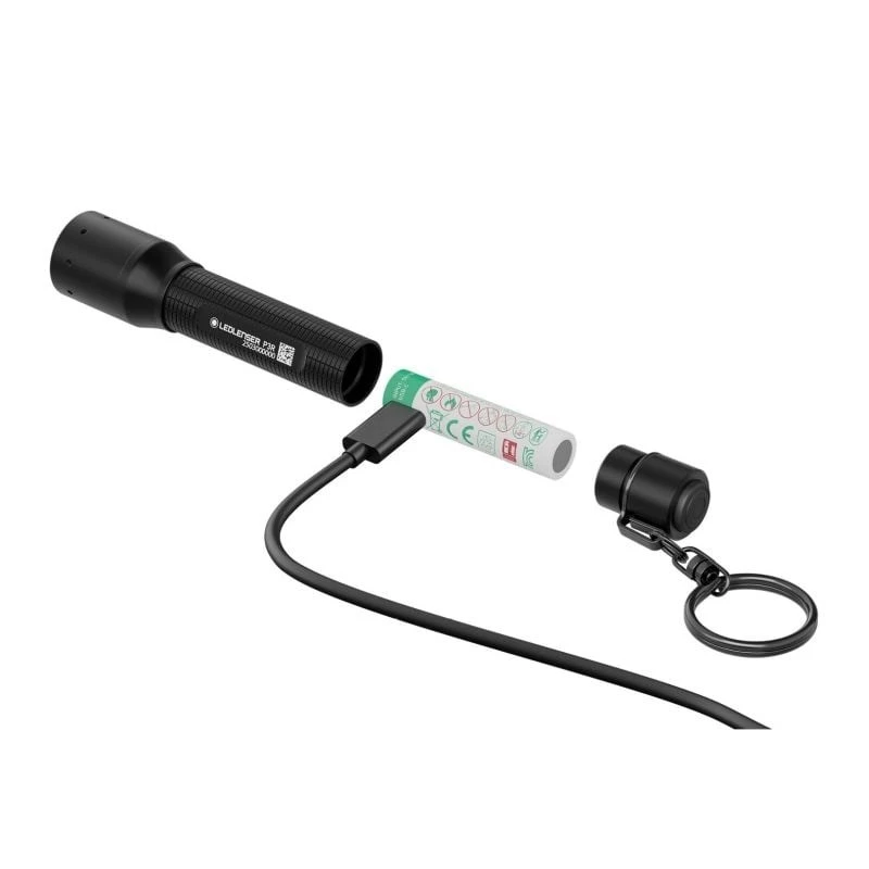Flashlight Ledlenser P3R Black — rechargeable compact LED keyring light