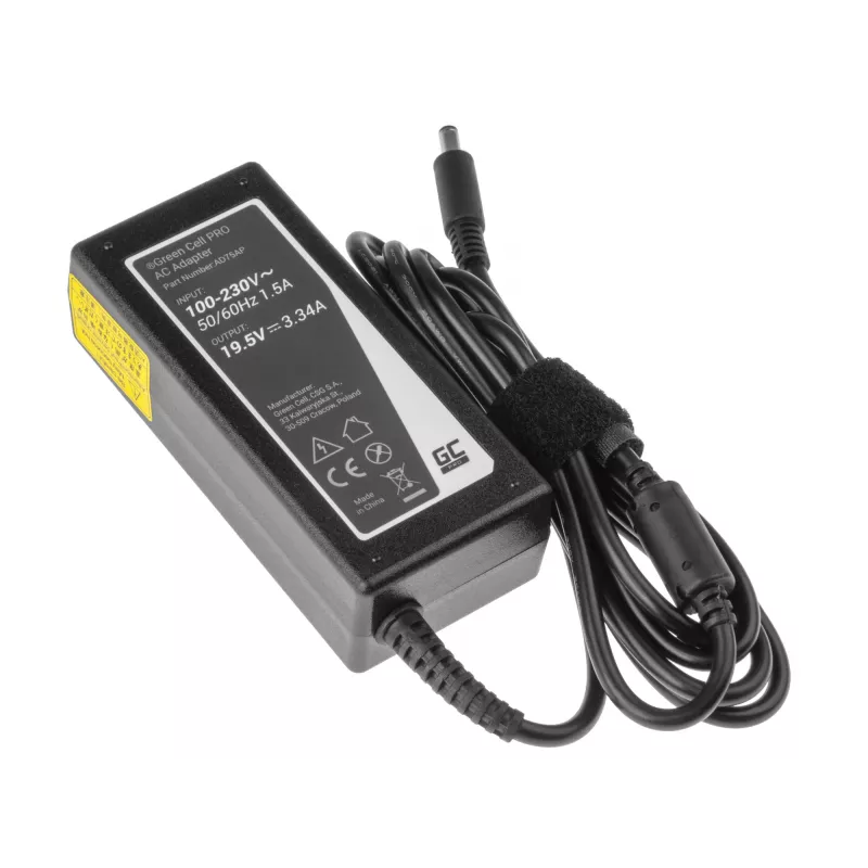 Power adapter Green Cell AD75AP 65W 19.5V 3.34A for Dell laptops, indoor, black