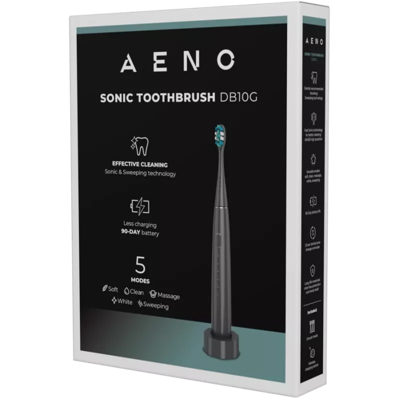 Wireless Tooth Brush, Grey, 3 Brush Heads, 1400mAh, Function: Soft, Clean, Massage, White, Sweep