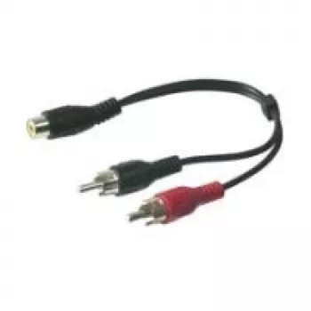 Wentronic Goobay RCA-Adapter Cable, Black, 0.2 m - RCA-Socket > 2x RCA-Plug (Audio left/right) (50008)