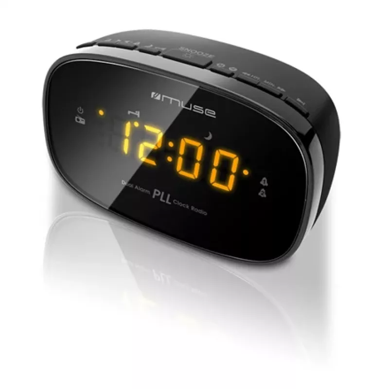 Clock radio Muse M-150CR with FM PLL tuner, 1.52 cm LED display, alarm (radio/buzzer), AC 230V/AAA batteries