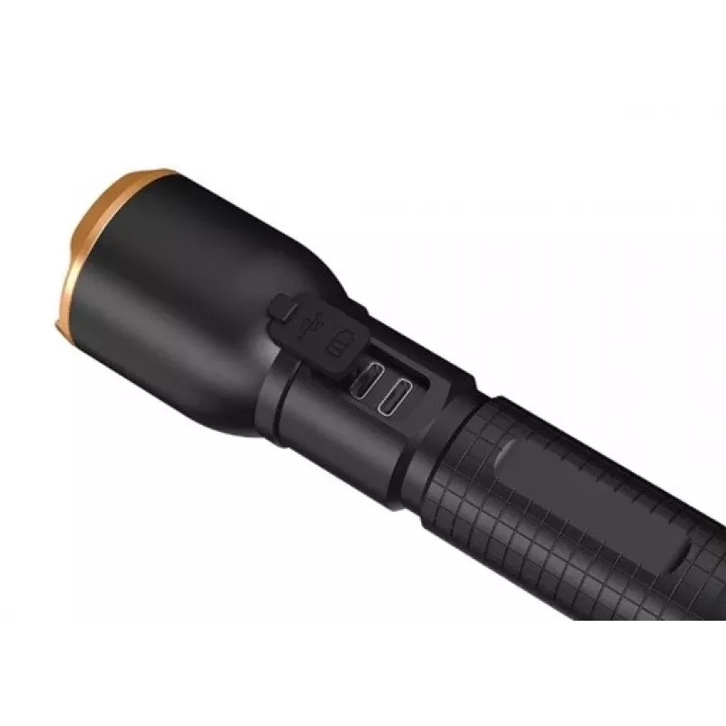 Flashlight Duracell DF6000R Gift Box — handheld rechargeable torch, black