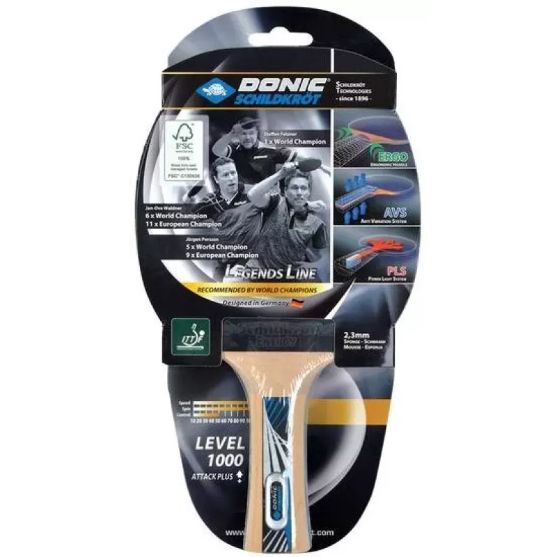 Table tennis racket Donic Schildkröt Legends 1000 Black Blue Wood