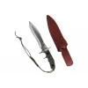 Fixed knife cinema classic CC-H5 Rambo V — Survival knife, steel blade 230 mm, overall length 385 mm, polymer green handle, leather sheath