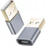 Adapter helos 304282 USB 2.0 Type-C Female to USB 2.0 Male, dark grey