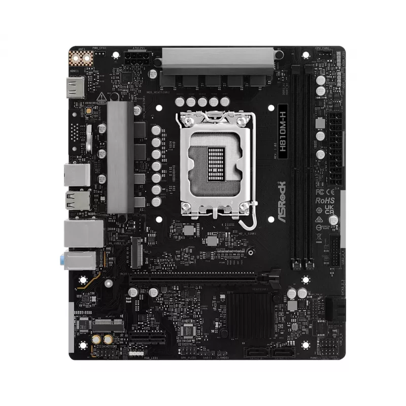 Micro ATX motherboard ASRock H810M-H — Intel H810, LGA 1851 (Socket V1), 2x DIMM DDR5, up to 128 GB, M.2 & SATA III