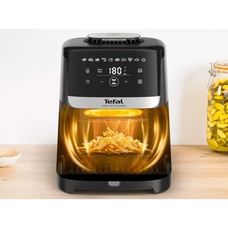 Tefal Easy Fry Silence EY551HE0 fryer Single 5 L Stand-alone Hot air fryer Black, Grey, Stainless steel