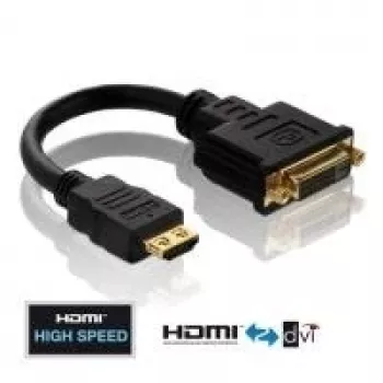 PureLink Basic+ HDMI / DVI Adapterkabel, vergoldet, HDMI St. A / 24+1pol DVI-D Bu., 0,1 m Hochwertiges Adapterkabel zum Anschluss von DVI-Kabeln an Ge
