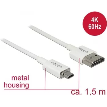 HDMI Cable DeLOCK 85150 1.5m HDMI Type A to Type D White