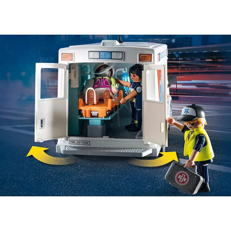 Toy ambulance vehicle PLAYMOBIL 71232 — multicolour, for ages 4–10, AAA battery