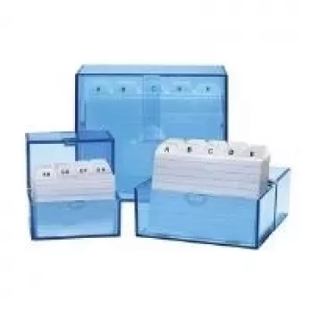 Storage Index Box WEDO A8 Blue Transparent Plastic with Snap Closure — Model 250 8303